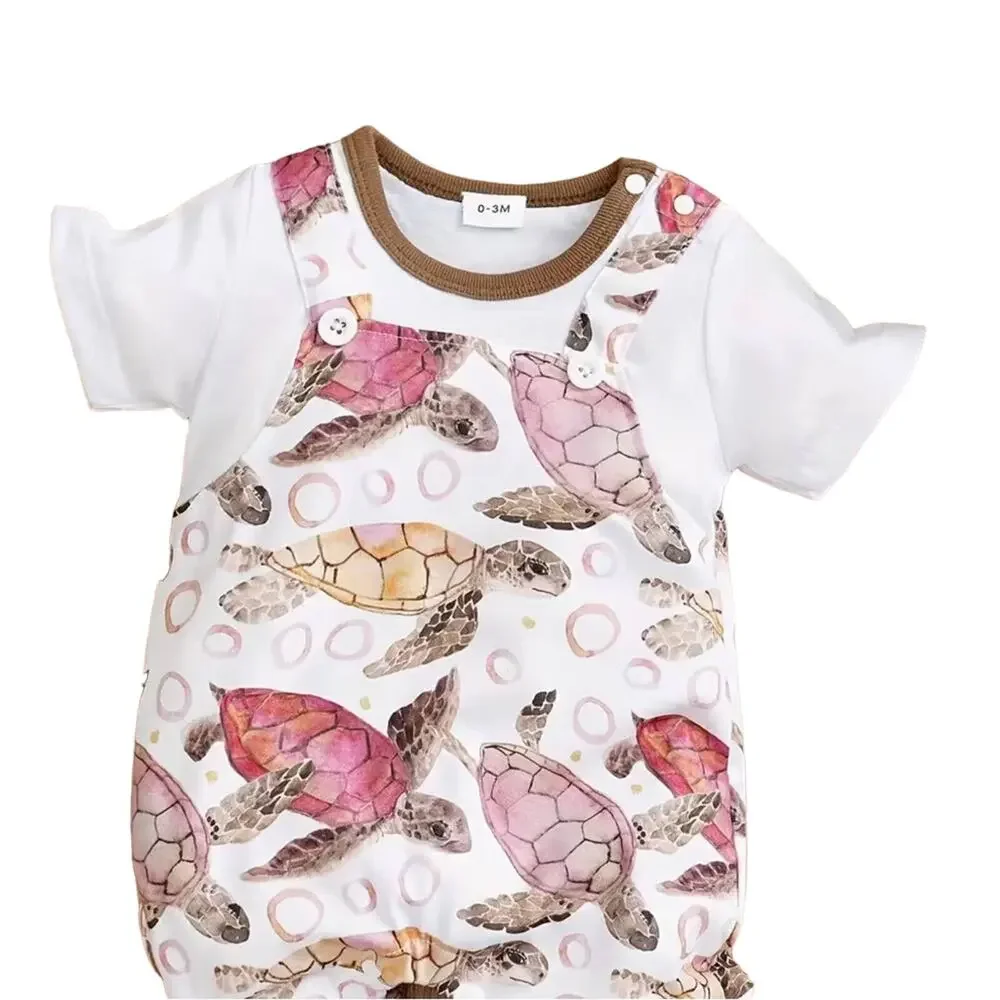 New baby turtle print romper 0-3 months